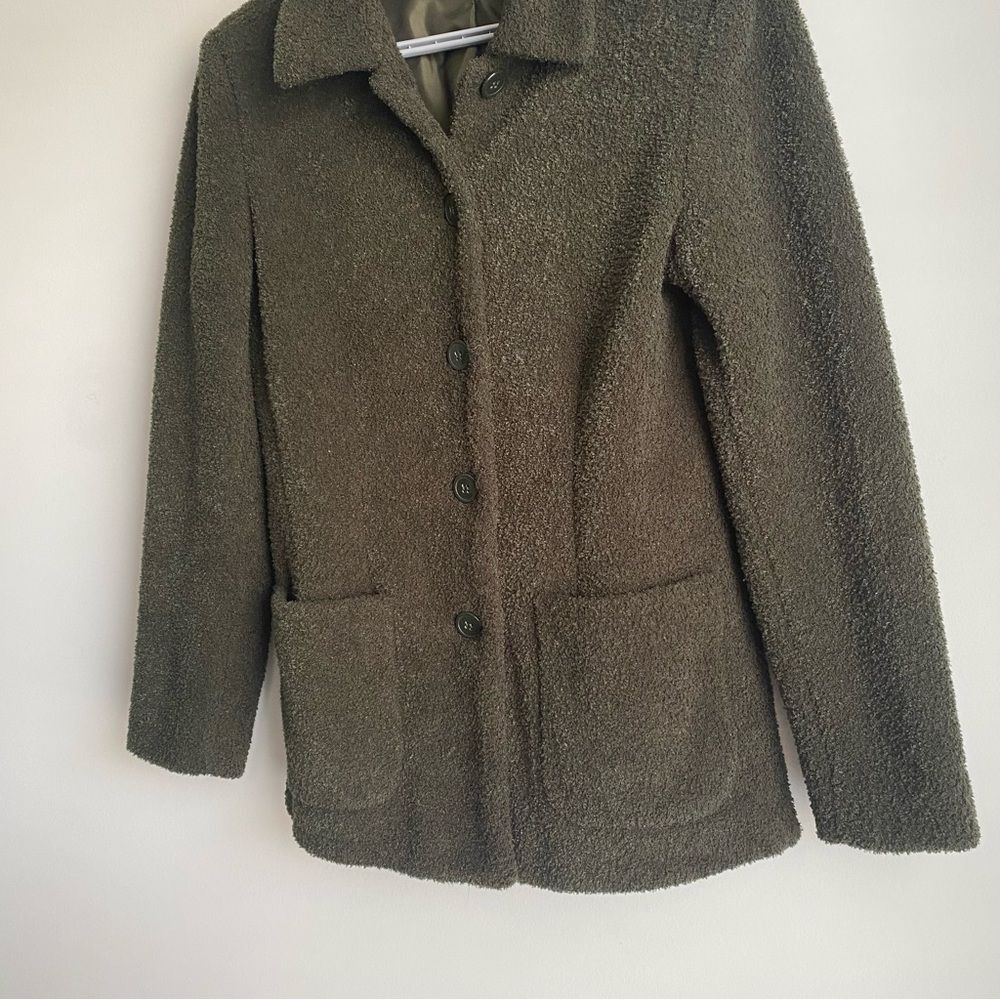 Sandro Women's Olive Green Teddy Boucle Jacket - Picture 2 of 9